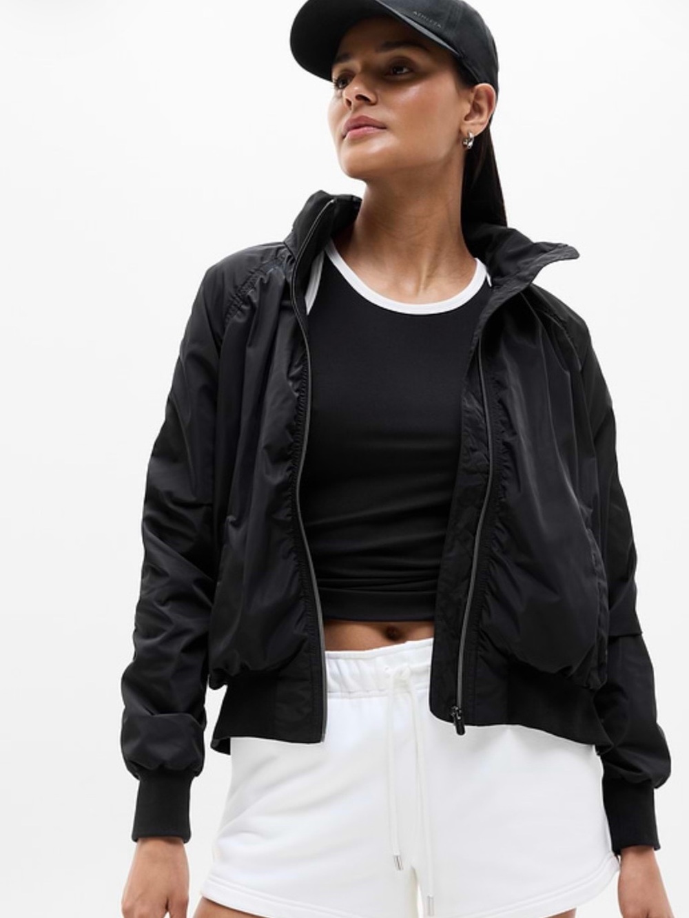 NWT-Athleta Black Jetset Bomber Jacket, Large